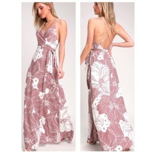 Always Mine Mauve & White Floral Print Maxi Dress